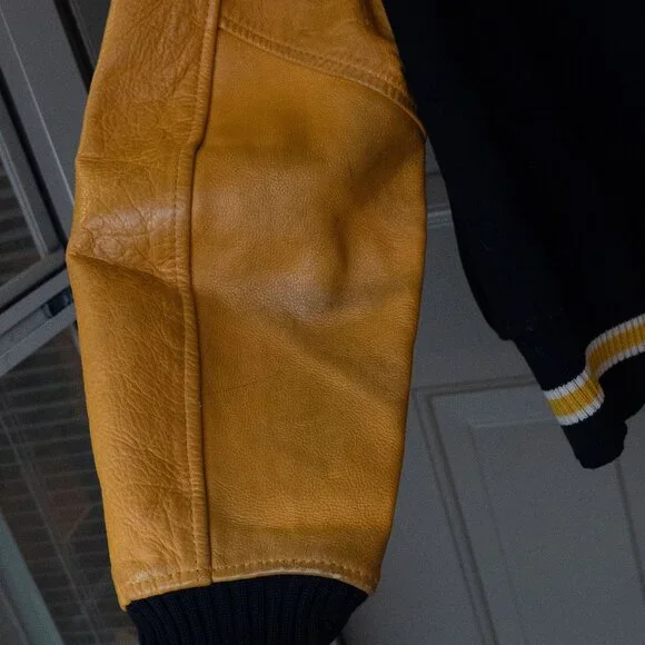 Whiting Vintage 60s Varsity Jacket Leather Wool Collegiate I U of C Preppy Coat